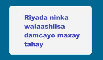 Riyada ninka walaashiisa damcayo maxay tahay