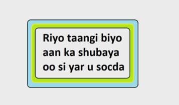 Riyo taangi biyo aan ka shubaya oo si yar u socda