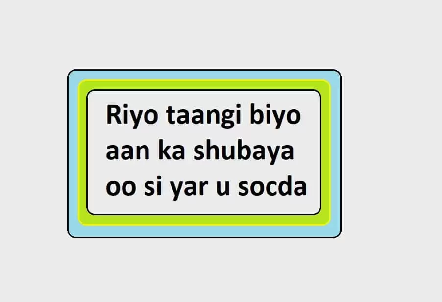 Riyo taangi biyo aan ka shubaya oo si yar u socda