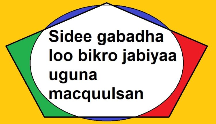 Sidee gabadha loo bikro jabiyaa uguna macquulsan