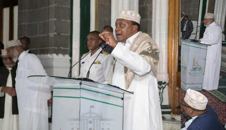 Uhuru Kenyatta oo khudbad ka jeediyay masjidka Jamia mosque 7