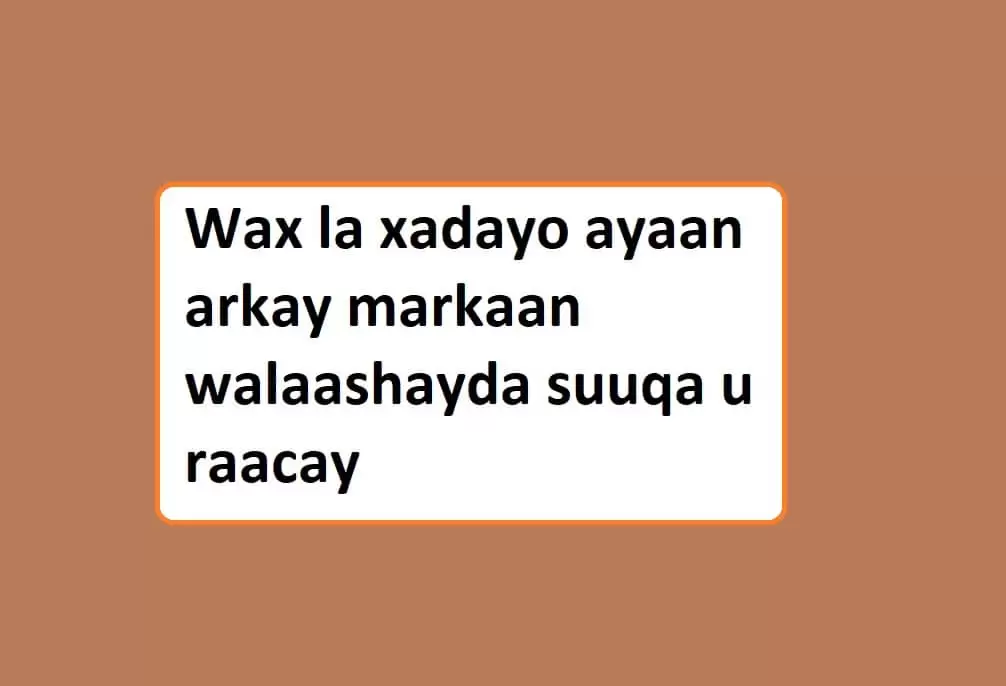 Wax la xadayo ayaan arkay markaan walaashayda suuqa u raacay