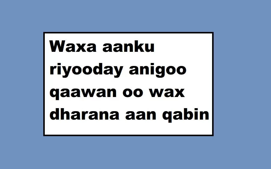 Waxa aanku riyooday anigoo qaawan oo wax dharana aan qabin