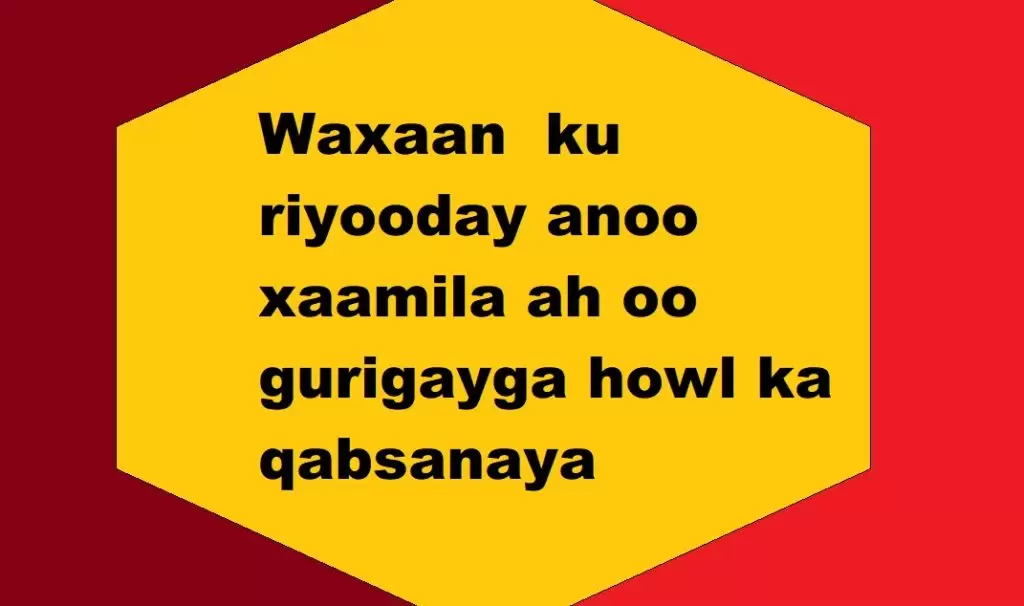 Waxaan  ku riyooday anoo xaamila ah oo gurigayga howl ka qabsanaya