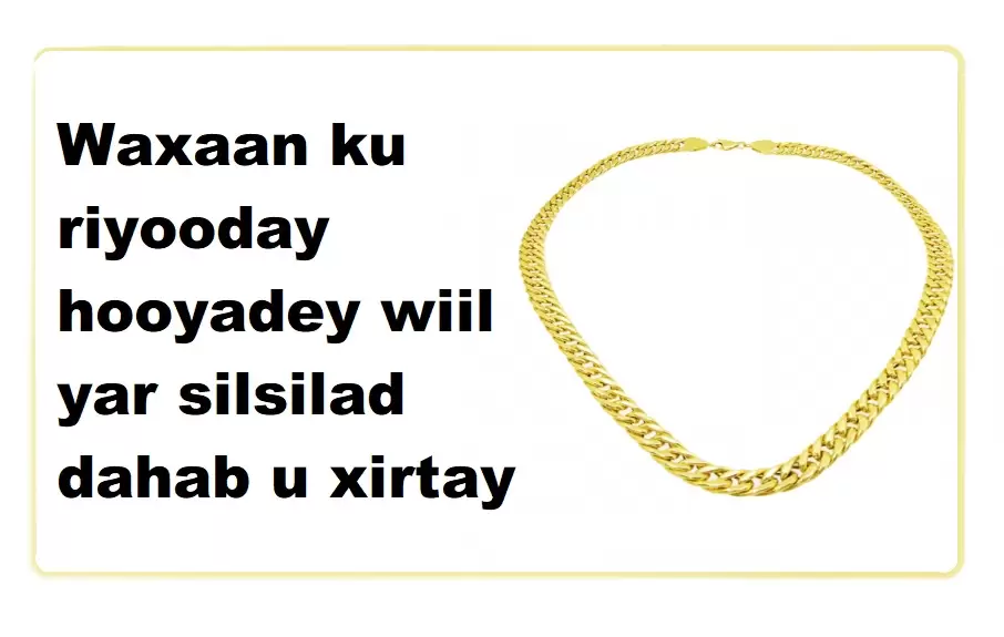 Waxaan ku riyooday hooyadey wiil yar silsilad dahab u xirtay
