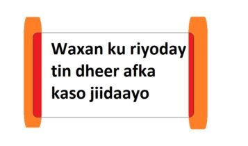 Waxan ku riyoday tin dheer afka kaso jiidaayo