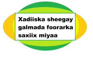 Xadiiska sheegay galmada foorarka saxiix miyaa